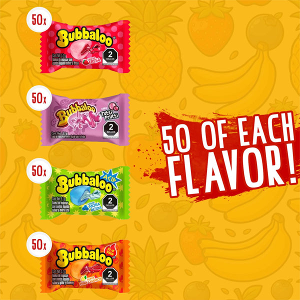 Bubbaloo Bubble Gum Mexican Chewing Gum Assortment 200 Count Variety Bulk Pack