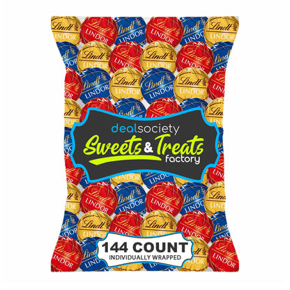144 Count - Lindt LINDOR Assorted Chocolate Truffles Bulk Bag Individually Wrapped