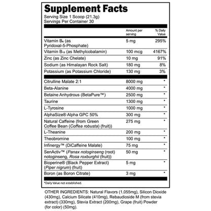 Transparent Labs Bulk Black Pre Workout Blueberry Pomegranate 30 Servings