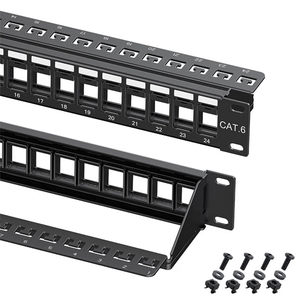 Cable Matters 1U 24 Port Cat 6 Keystone Patch Panel with Cable Management Cable Matters