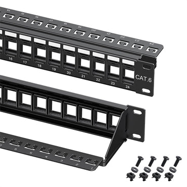 Cable Matters 1U 24 Port Cat 6 Keystone Patch Panel with Cable Management Cable Matters