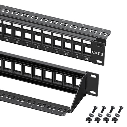 Cable Matters 1U 24 Port Cat 6 Keystone Patch Panel with Cable Management Cable Matters