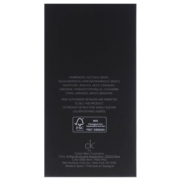 Calvin Klein CK Be Eau de Toilette Unisex Fragrance 3.3oz