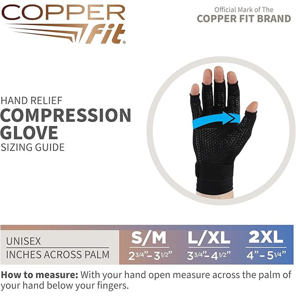 Copper Fit Unisex Hand Relief Compression Gloves 1 Pair Large/X-Large Copper Fit