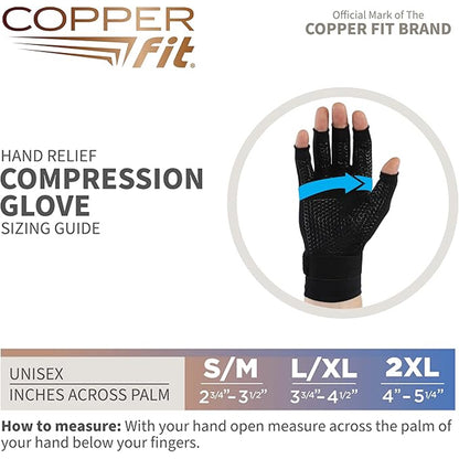 Copper Fit Unisex Hand Relief Compression Gloves 1 Pair Large/X-Large Copper Fit