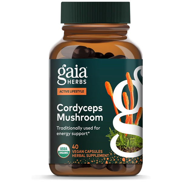 Gaia Herbs Cordyceps Mushroom Energy Support 40 Vegan Capsules Gaia Herbs