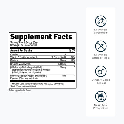 Transparent Labs Creatine HMB Creatine Monohydrate Powder Unflavored 30 Servings