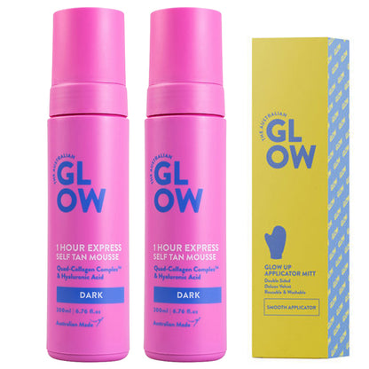 2 Pack - Australian Glow 1 Hour Express Self Tan Mousse Dark 6.76 oz
