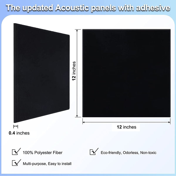 18 Pack Black Acoustic Panels 12"X12"X 0.4"Sound Absorbing Soundproof Wall Panels