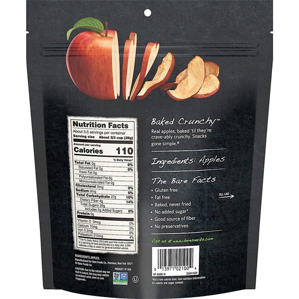 6 Pack - Bare Fruit Naturally Baked Crunchy, Fuji & Reds Apple Chips, 3.4 oz