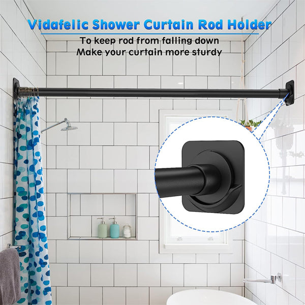 4 Pack Adhesive Shower Curtain Rod Mount Holder for Wall, Easy to Install - Black