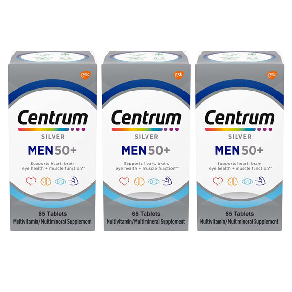 3 Pack - Centrum Silver Men 50+ Multivitamin Tablets 65 Tablets Each