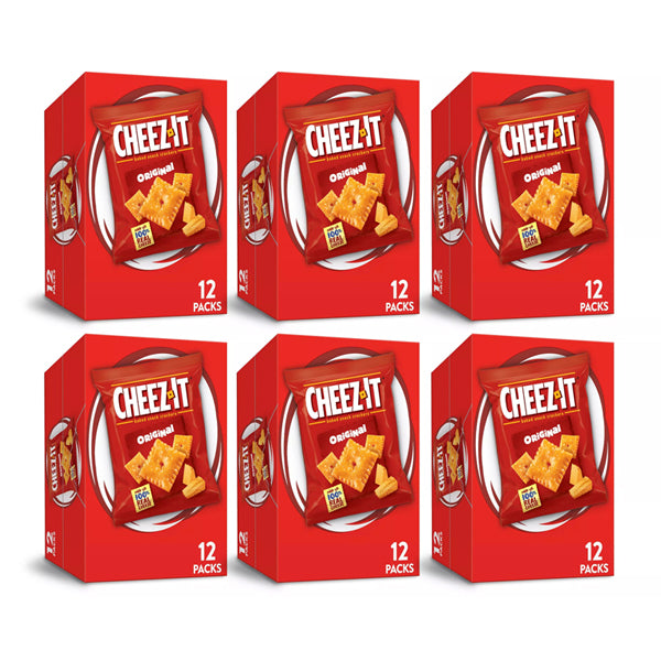 6 Pack - Cheez-It Original 1oz Baked Snack Crackers 12 Bags Per Box