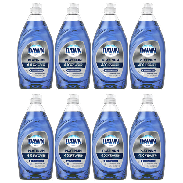 8 Pack - Dawn Platinum Dishwashing Liquid Dish Soap Refreshing Rain, 16.2 oz