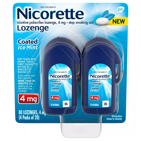 Nicorette Coated Nicotine Lozenges to Stop Smoking, Ice Mint Flavor, 4 Mg, 80 Count