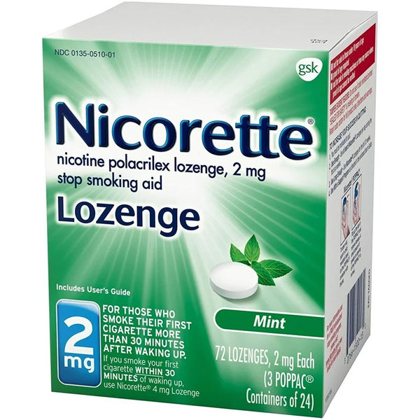 Nicorette Nicotine Lozenges to Stop Smoking, Mint Flavor, 2 Mg, 72 Count
