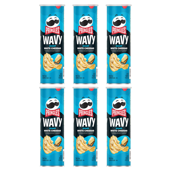 6 Pack - Pringles Wavy Sharp White Cheddar Potato Chips 4.8 oz