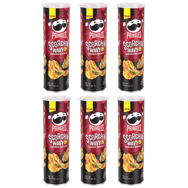 6 Pack - Pringles Scorchin' Wavy Potato Crisps Loaded Nachos, 4.8oz