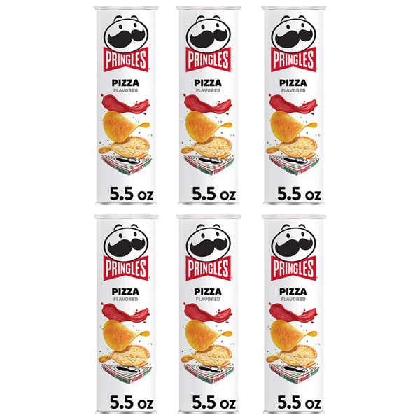 6 Pack - Pringles Potato Crisps Chips On-The-Go Snacks Pizza Flavor 5.5oz