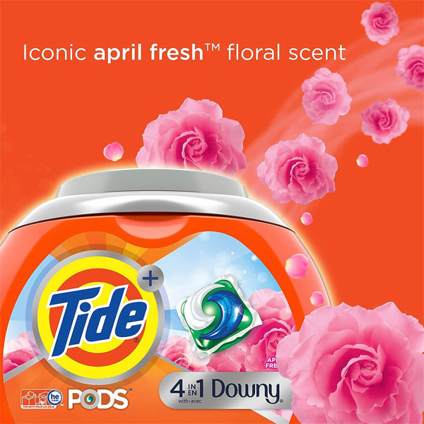 5 Pack - Tide PODS with Downy, Liquid Laundry Detergent Pacs, April Fresh, 15 Count