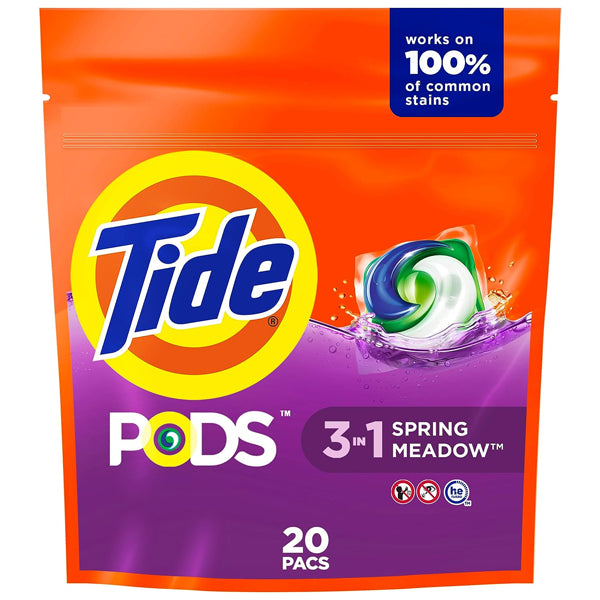 5 Pack - Tide PODS Liquid Laundry Detergent Pacs, Spring Meadow, 20 Count