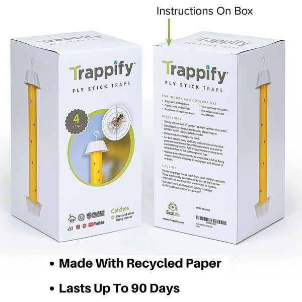 3 Pack - Trappify Hanging Fly Traps Disposable Sticky Insect Trap - 12 Traps Total!