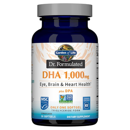 Garden of Life Dr. Formulated DHA 1,000mg Fish Oil Lemon 30 Softgels
