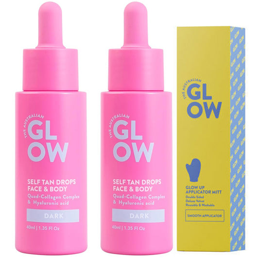 2 Pack - Australian Glow Self Tan Drops Face & Body Dark 1.35oz