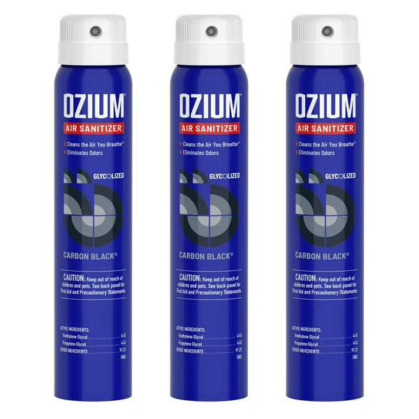 3 Pack - OZIUM Air Freshener Spray Black Carbon Scent 0.8oz