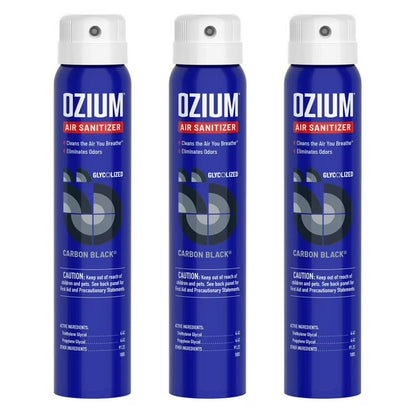 3 Pack - OZIUM Air Freshener Spray Black Carbon Scent 0.8oz