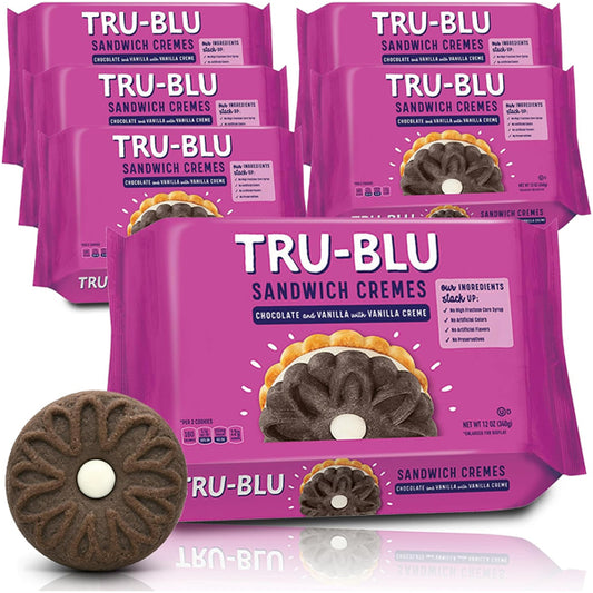 6 Pack - Tru-Blu Duplex Cookies with Chocolate & Vanilla Cream 12oz Tru-Blu