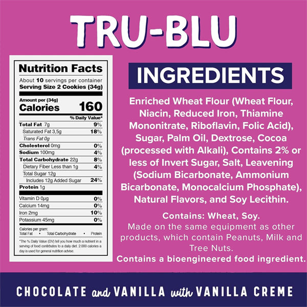 6 Pack - Tru-Blu Duplex Cookies with Chocolate & Vanilla Cream 12oz Tru-Blu
