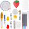 Embroidery Cross Stitch Kit with 5 Pc Embroidery Bamboo Hoops 100 Color Threads 3 Pc Aida Cloth + More