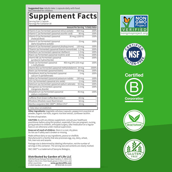 2 Pack - Garden of Life Dr. Formulated Multi+ Energy Support 30 Capsules