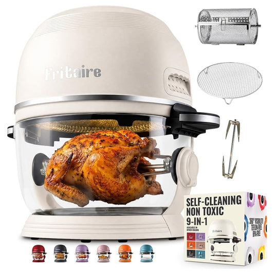 Fritaire Glass Air Fryer Non Toxic, 9-in-1 Pro, Rotisserie, Self Cleaning Fritaire