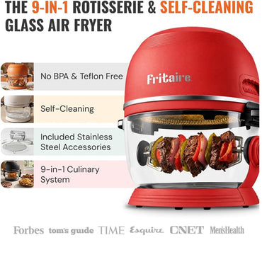 Fritaire Glass Air Fryer Non Toxic, 9-in-1 Pro, Rotisserie, Self Cleaning Fritaire