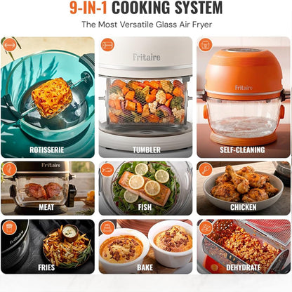 Fritaire Glass Air Fryer Non Toxic, 9-in-1 Pro, Rotisserie, Self Cleaning Fritaire