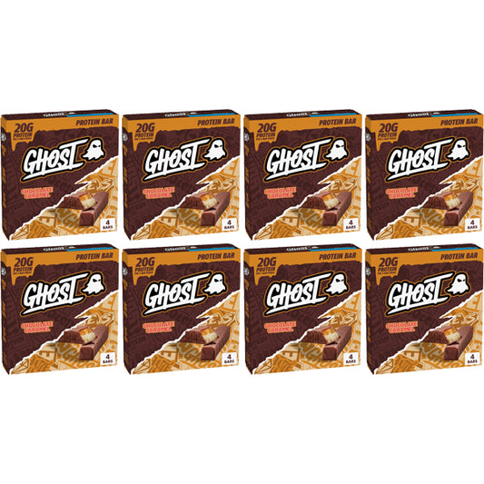 8 Pack - GHOST Chocolate Caramel Protein Bar 20g Protein 4 Count Each GHOST