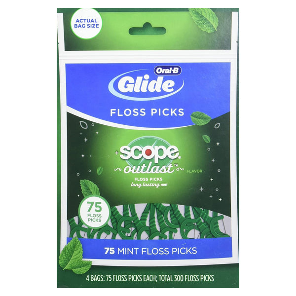 Oral B Complete Glide Floss Pick Long Lasting Mint 300 Count