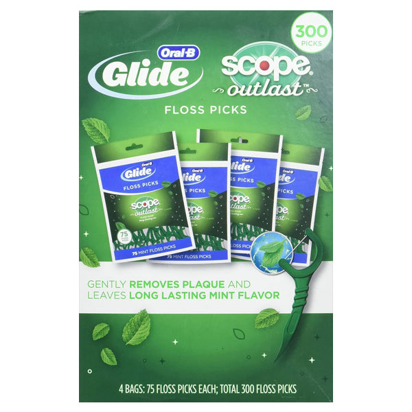 Oral B Complete Glide Floss Pick Long Lasting Mint 300 Count