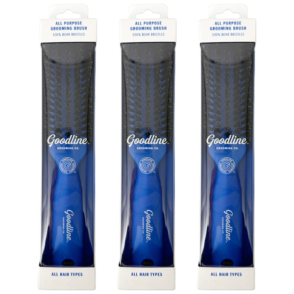 3 Pack - Goodline Grooming Co. 100% Boar Bristle All Purpose Grooming Brush