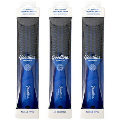 3 Pack - Goodline Grooming Co. 100% Boar Bristle All Purpose Grooming Brush