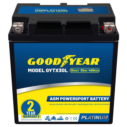 Goodyear GYTX30L 12V 32AH 400CCA Rechargeable High-Performance SLA AGM Battery Good Year