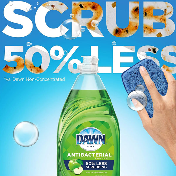 4 Pack - Dawn Ultra Antibacterial Liquid Dish Soap, Apple Blossom Scent, 28 fl oz