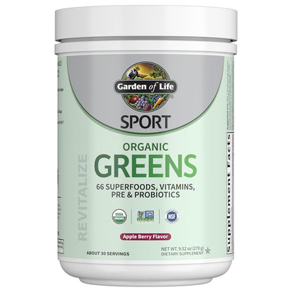 Garden of Life Sport Nutrition Greens and Superfoods Powder Apple Berry 30 Servings
