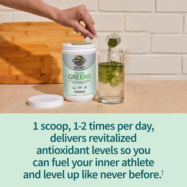 Garden of Life Sport Nutrition Greens and Superfoods Powder Apple Berry 30 Servings