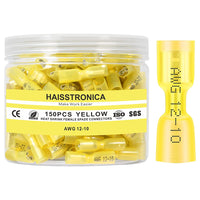 150 Count - haisstronica Yellow Heat Shrink Female Spade Connectors AWG 12-10 Wire Connectors haisstronica