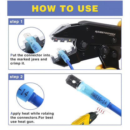 150 Count - haisstronica Yellow Heat Shrink Female Spade Connectors AWG 12-10 Wire Connectors haisstronica