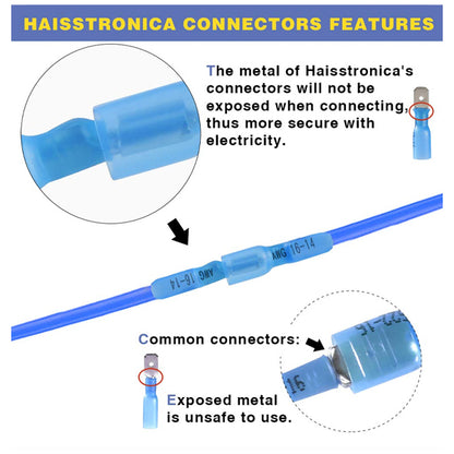 150 Count - haisstronica Yellow Heat Shrink Female Spade Connectors AWG 12-10 Wire Connectors haisstronica