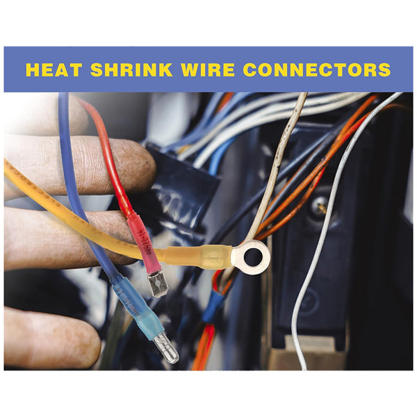 150 Count - haisstronica Yellow Heat Shrink Female Spade Connectors AWG 12-10 Wire Connectors haisstronica